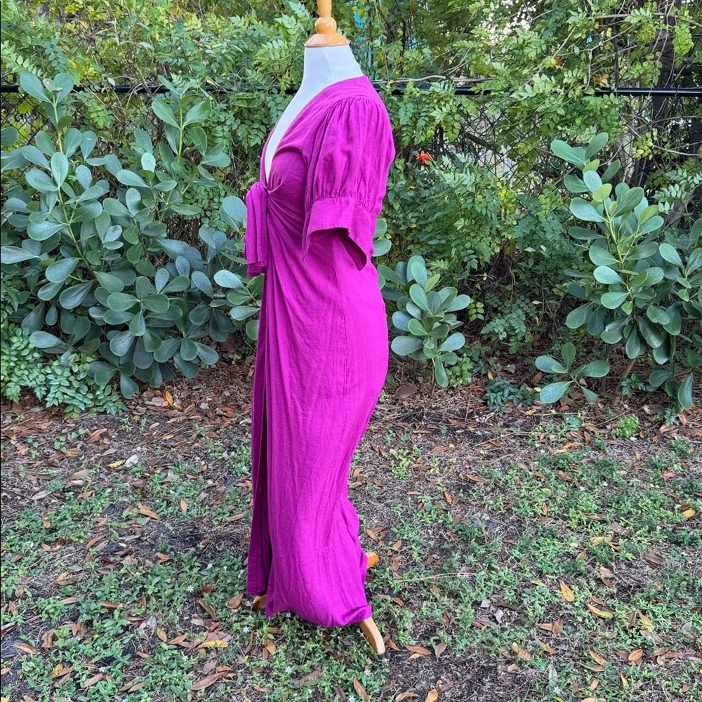 Free People Magenta Tie-Front Maxi Dress
